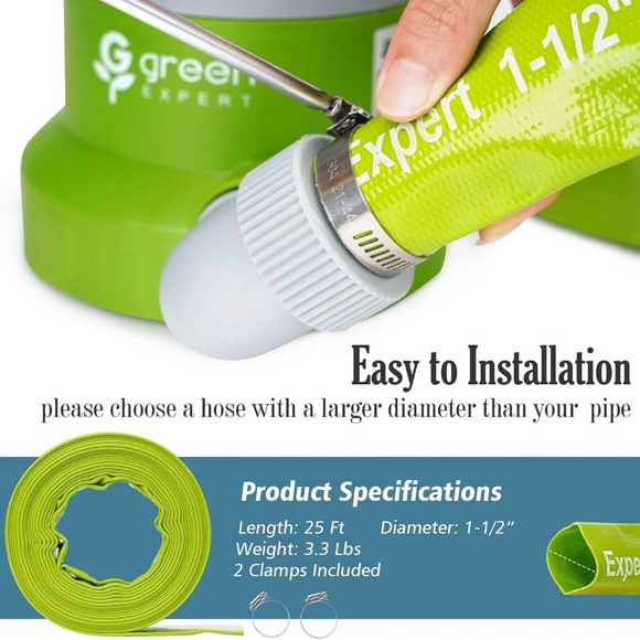 Green Expert 1-1/2" PVC Lay-Flat Water Discharge Hose; 25 ft; Model 527501 - Picture 3 of 8